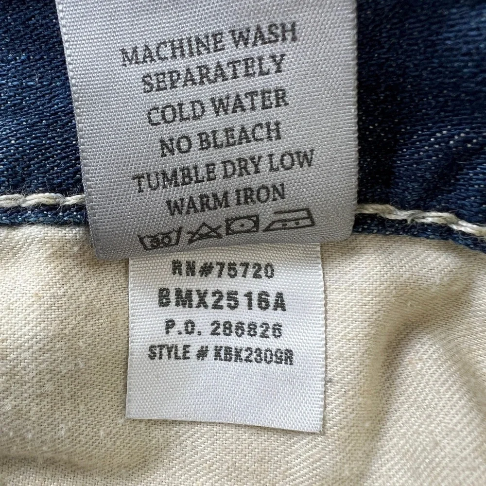 BKE Tyler Straight‎ Jeans Men 36R Blue Medium Wash Distressed Denim Thick Stitch